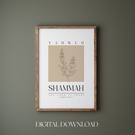 Yahweh Shammah The Lord Is There Ezekiel 48 35 Boho Art Poster