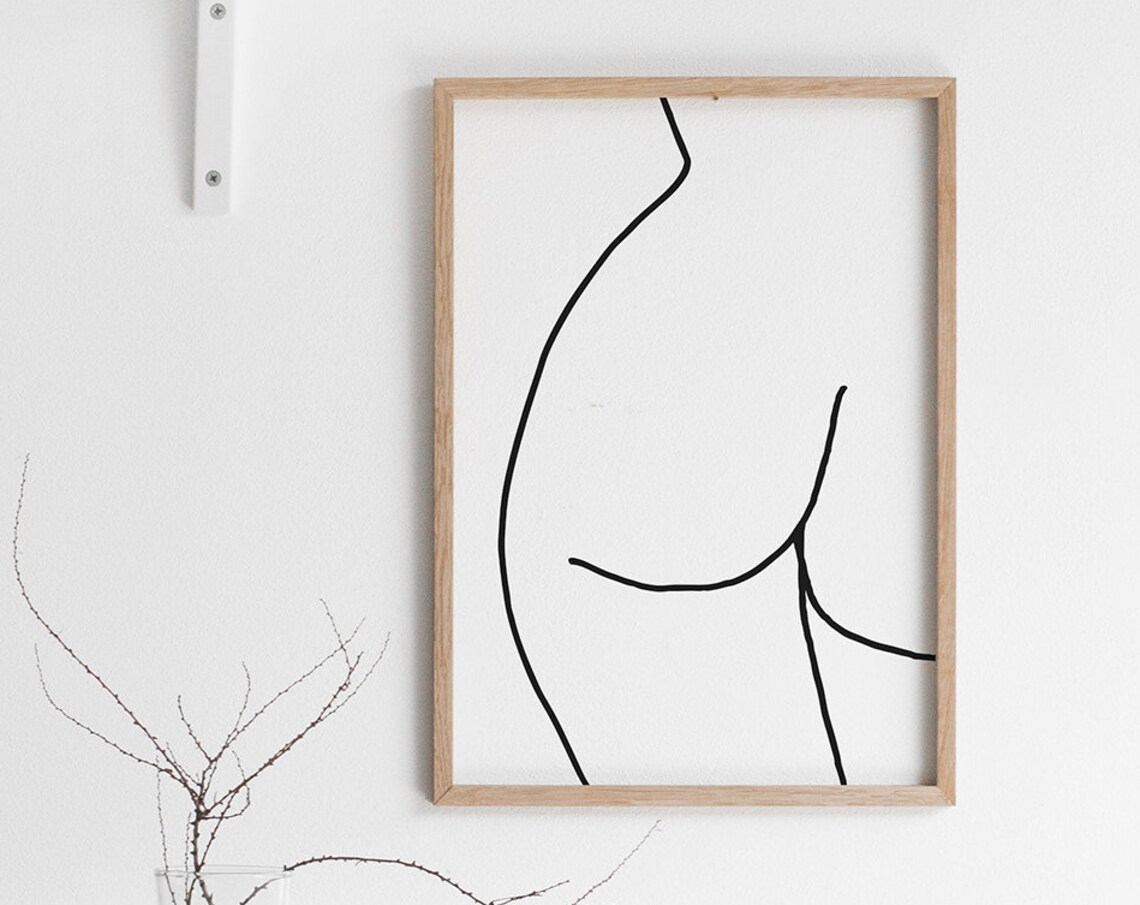 Minimalist Female Torso Bold Continuous Line Drawing Art Poster