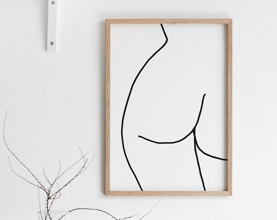Minimalist Female Torso Bold Continuous Line Drawing Art Poster