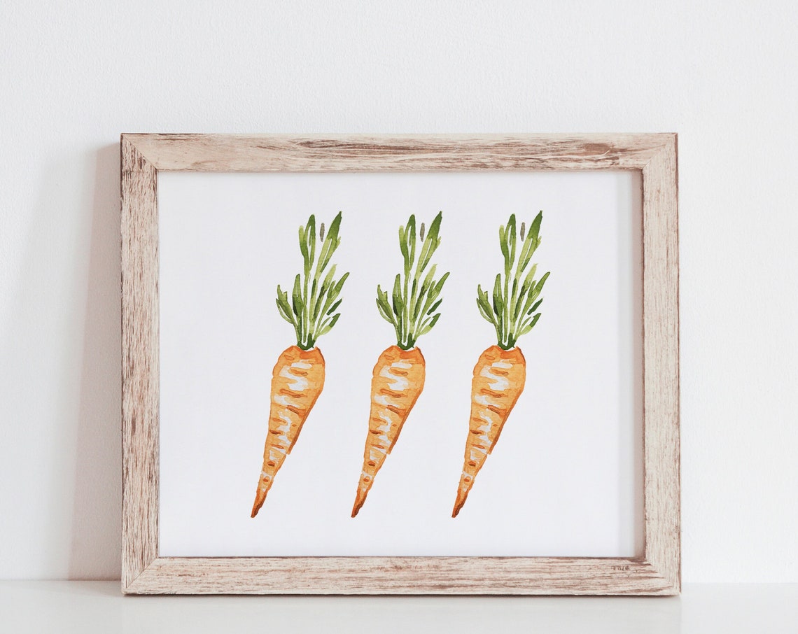 Watercolor Carrots Trio Easter Spring Farmhouse Kitchen Wall Print - Image 3