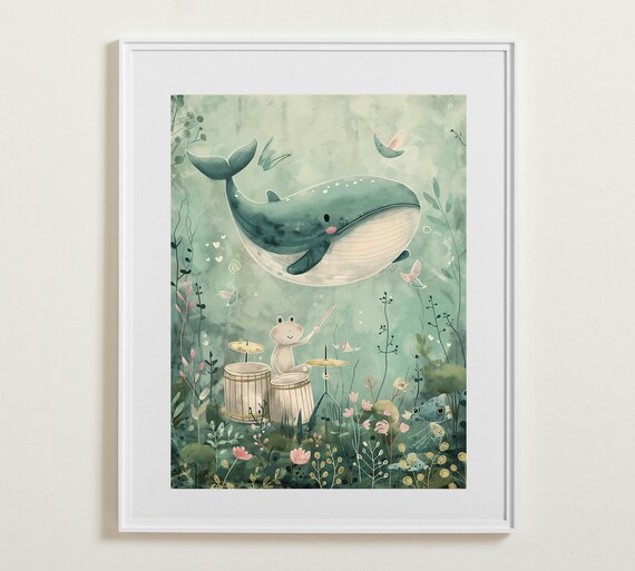 A Whale Adventure Nursery Art Childrens Wall Art Whale Posters Adventure Wall Art Nature Wall Art Animals Wall Art