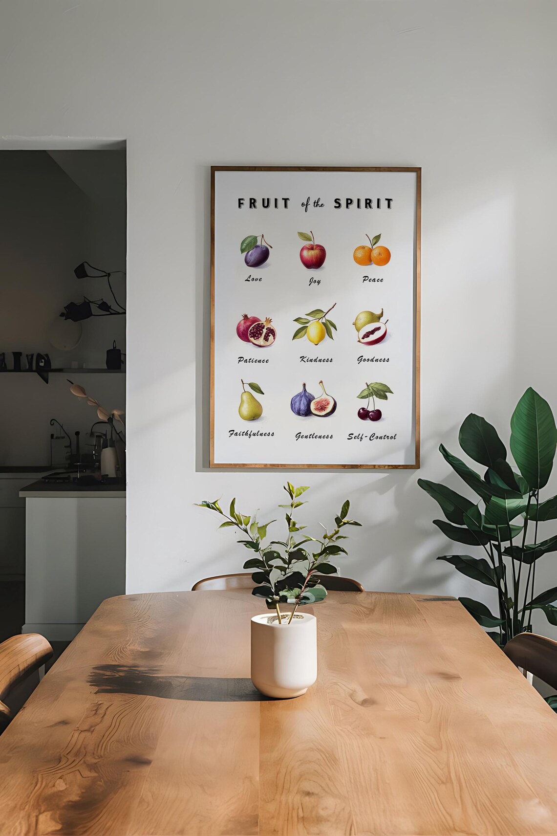 Fruit of the Spirit Nine Illustrated Fruits Virtue Chart Vintage Poster - Image 5