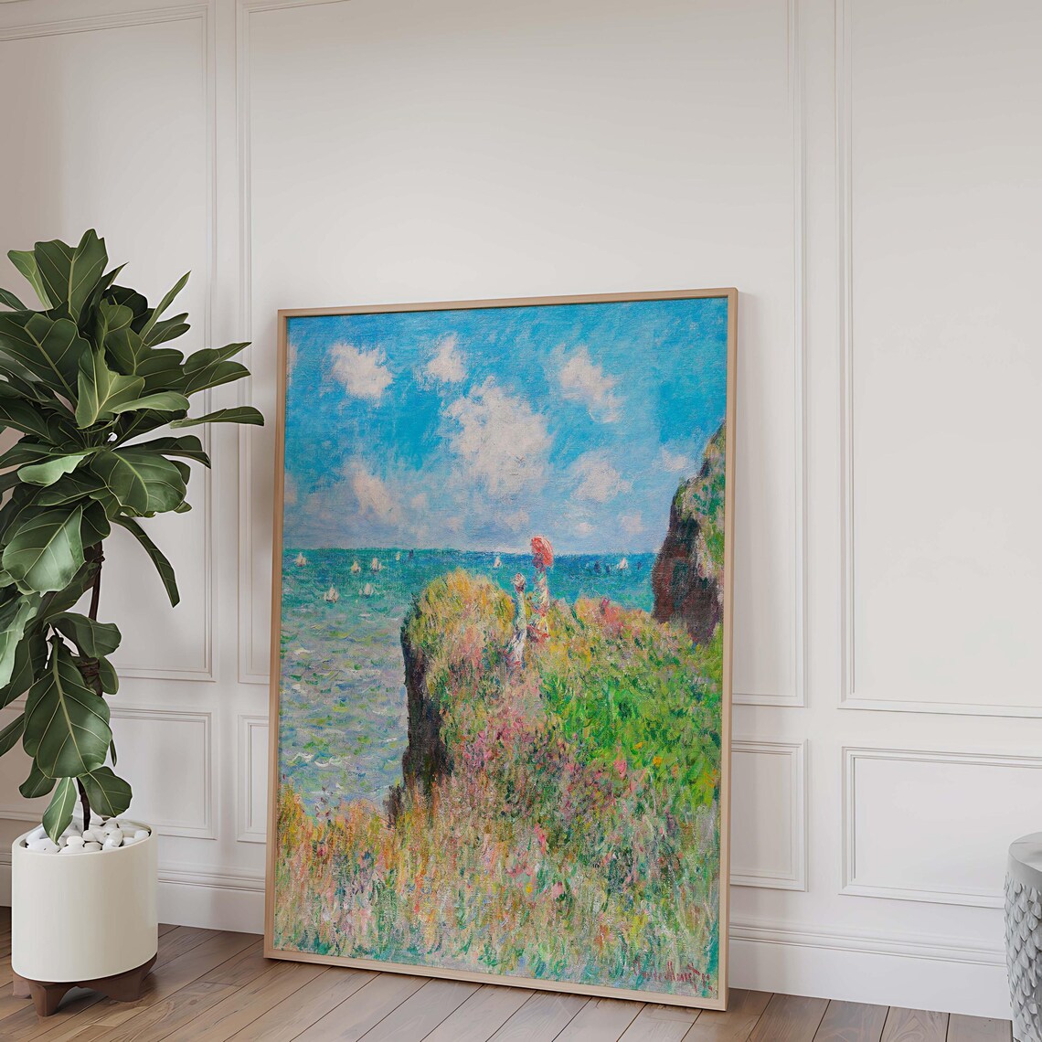 Monet Cliff Walk at Pourville 1882 Figures Above the Sea Artwork Poster - Image 2