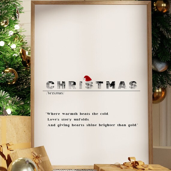 Christmas Definition Print Santa Hat On Title Minimalist Heartfelt Quote Art