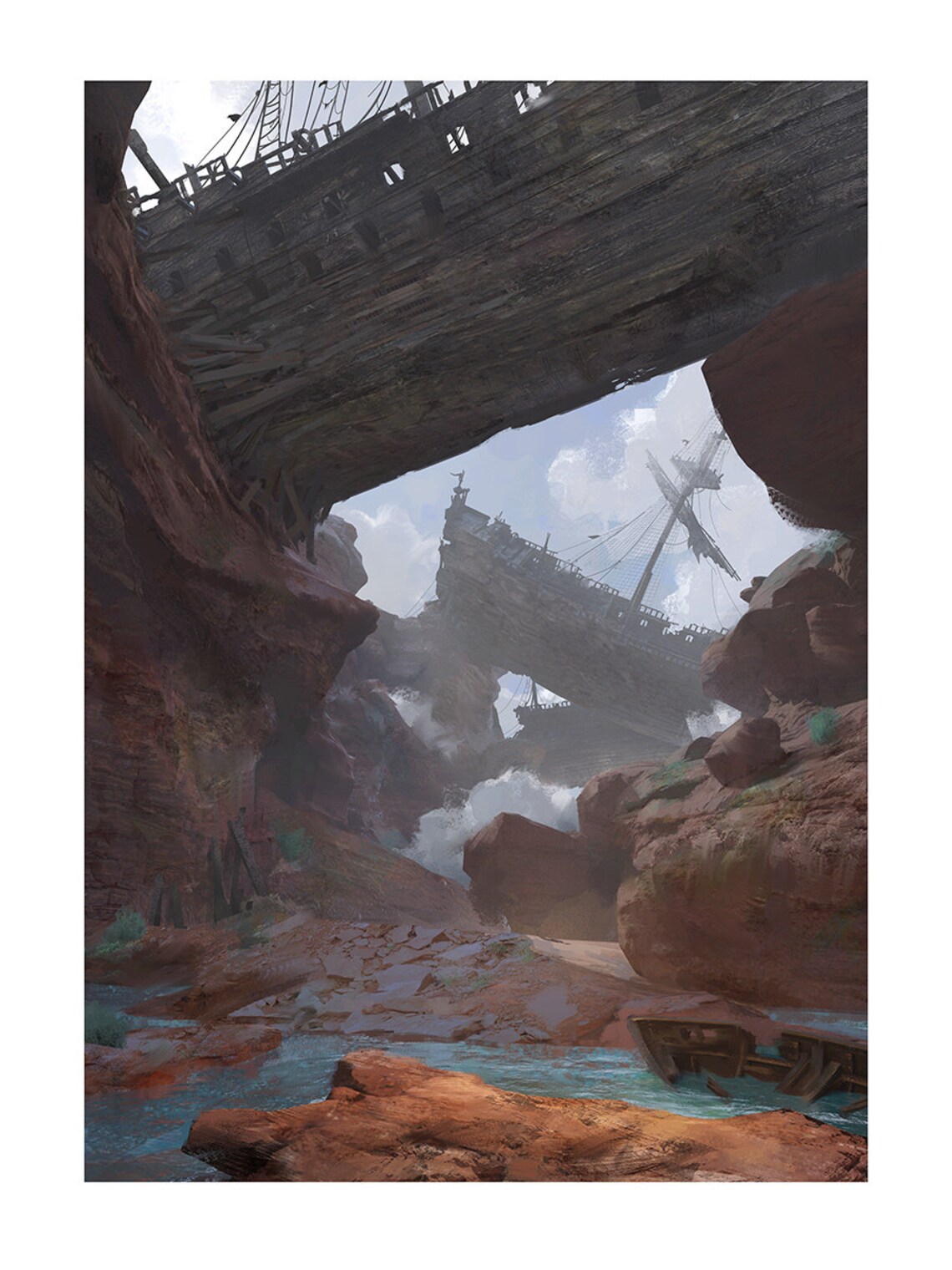 Pirate Canyon Poster, Shipwreck Pirate Ship Art Print - Image 3