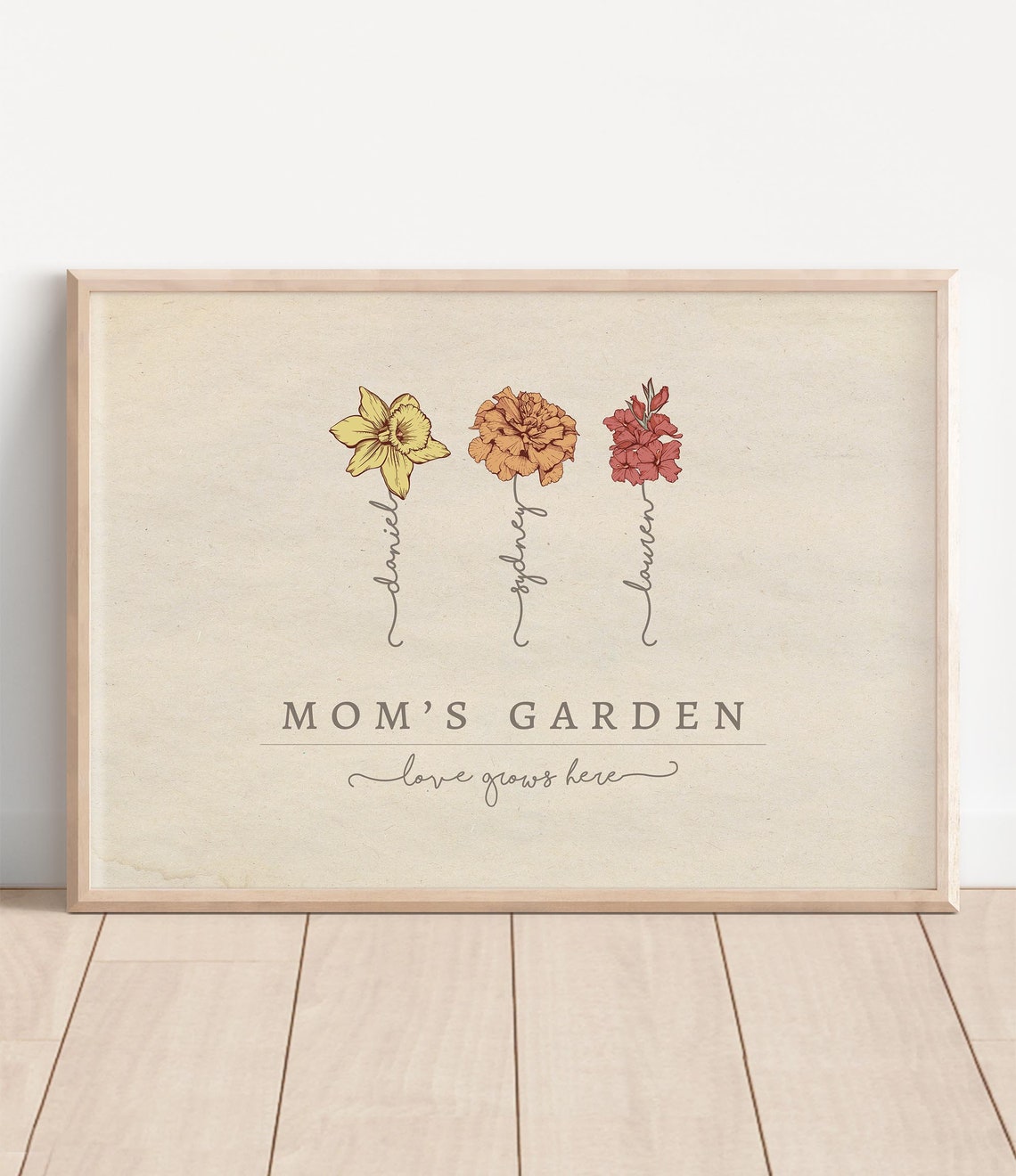 Mom's Garden Personalized Birth Flower Print with Kids Names