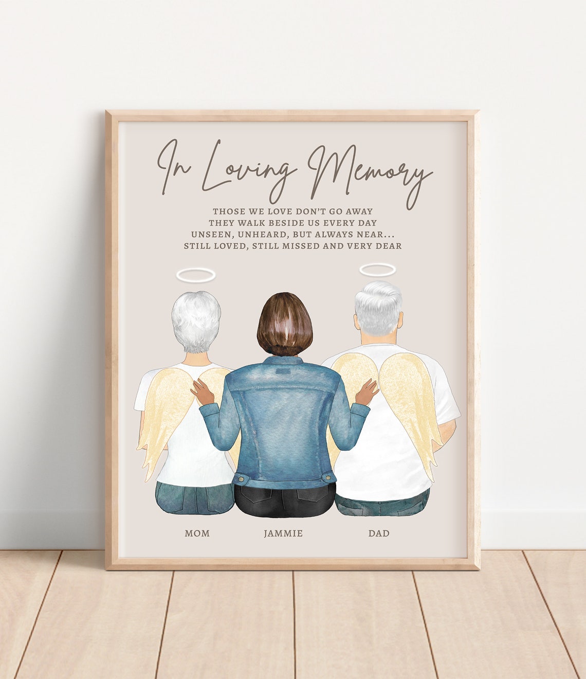 Personalized Daughter Between Angel Parents In Loving Memory Poster