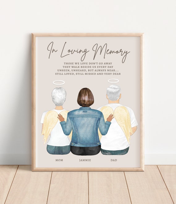 Parent Loss Gift Personalized Mom Dad Portrait Parents Passed Away Sympathy Gift For Daughter Mother Father Memorial Idea Mom Dad Angel