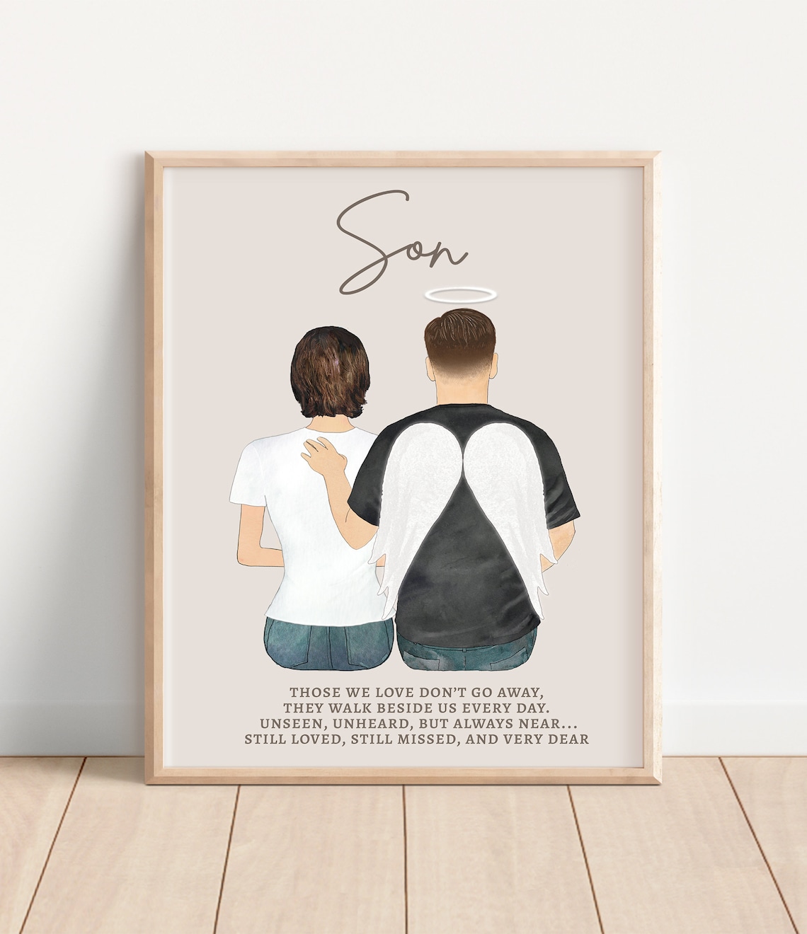 Son In Heaven Angel Memorial Portrait Sympathy Tribute Poster