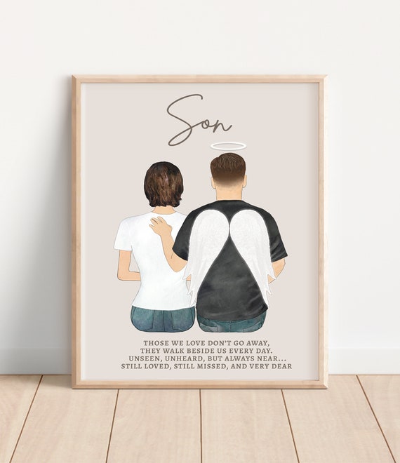 Parent Sympathy Gift Child Loss Print Personalized Memorial Idea For Mother Son Angel Mom Lost Son Son Passed Away Custom Art