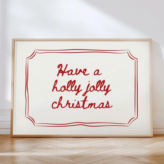 Merry Christmas Minimalist Red Quote Art Print