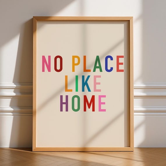 Cheerful No Place Like Home Rainbow Typography Home Decor Poster