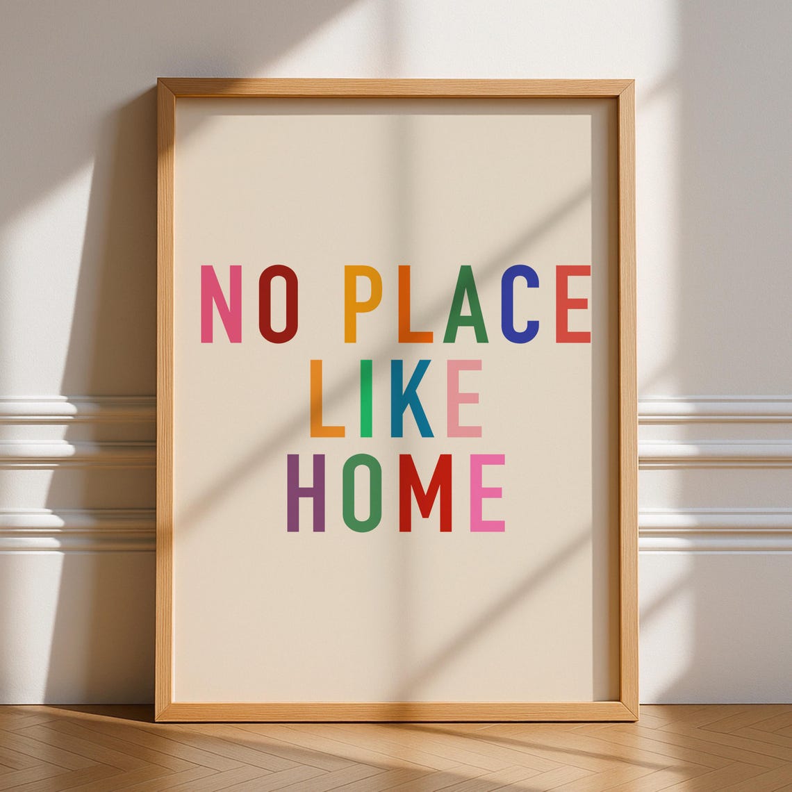 Cheerful No Place Like Home Rainbow Typography Home Decor Poster
