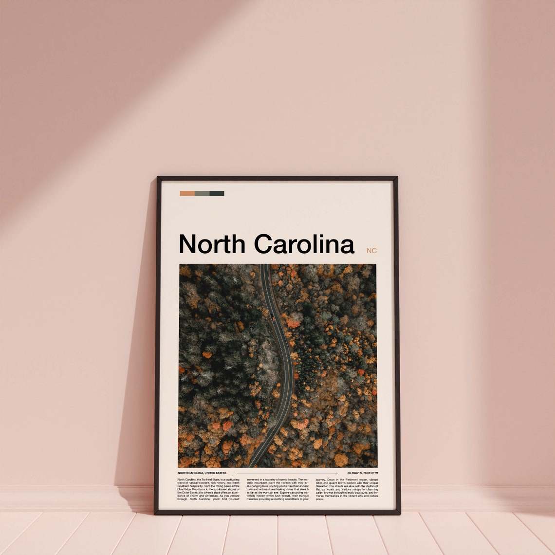 North Carolina Autumn Forest Winding Road Aerial Fall Photo Poster - Image 4