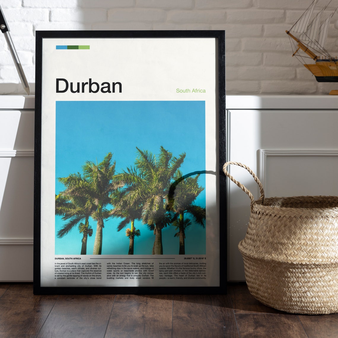 Durban South Africa Tropical Palm Trees Blue Sky Beach Poster - Image 5