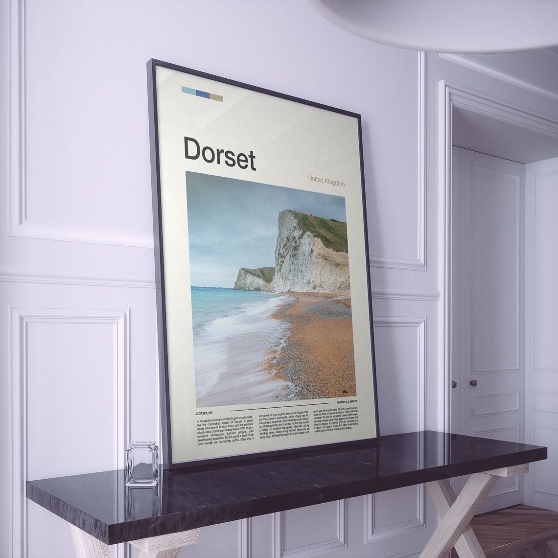 Dorset England Jurassic Coast White Chalk Cliffs Pebble Beach Poster - Image 2