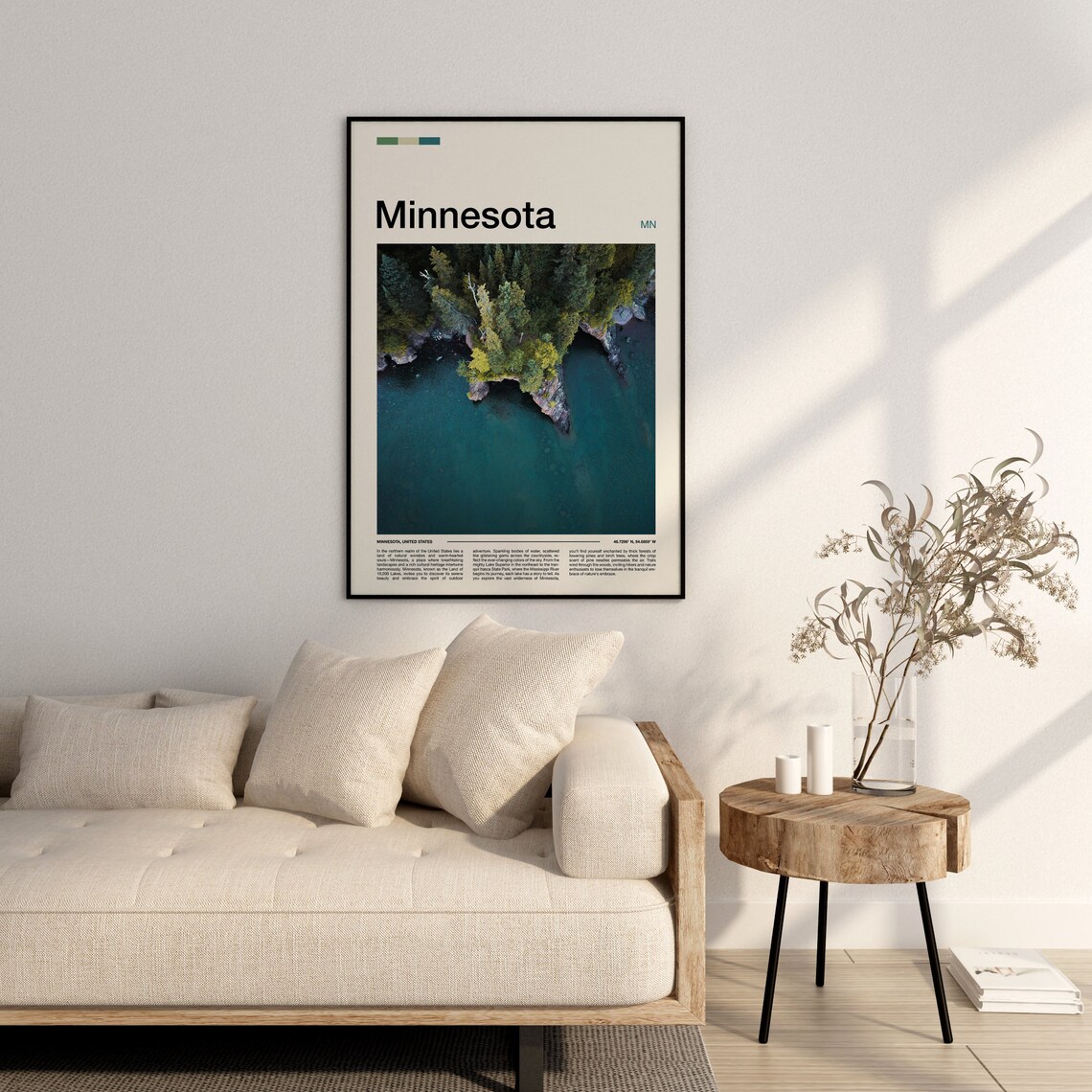Minnesota Northwoods Overhead Aerial Lake Point Turquoise Water Poster - Image 3