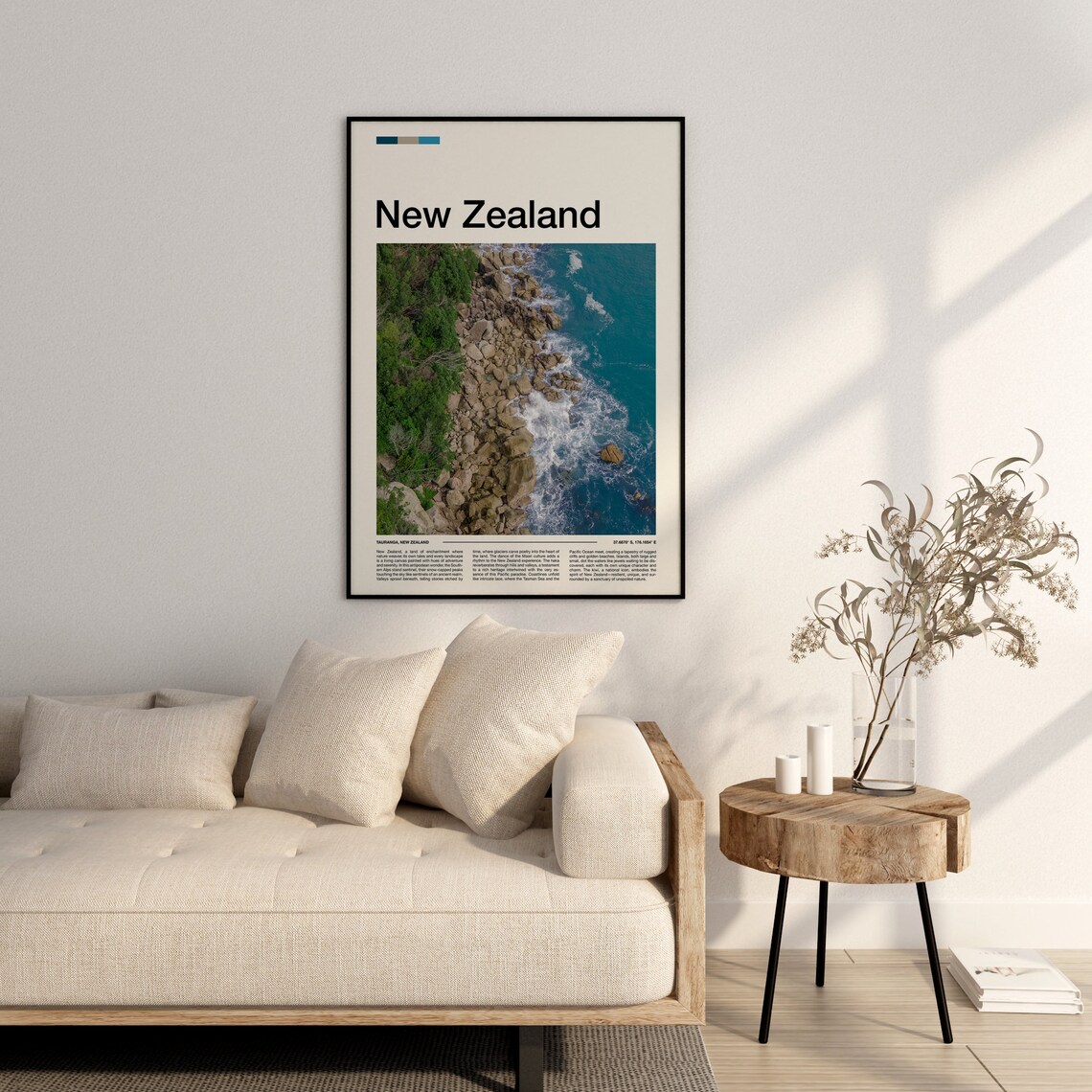 Tauranga New Zealand Rocky Coastline Aerial Wave Photo Poster - Image 3