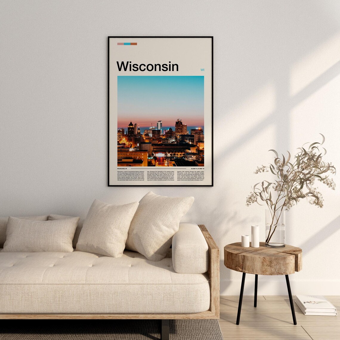 Wisconsin Milwaukee Skyline Dusk City Lights Photography Poster - Image 3