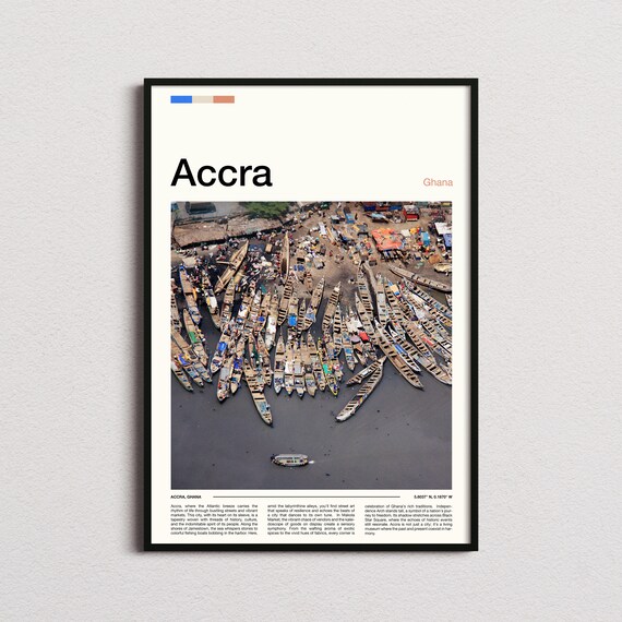 Accra Ghana Fishing Boats Harbor Aerial Colorful Fleet Poster
