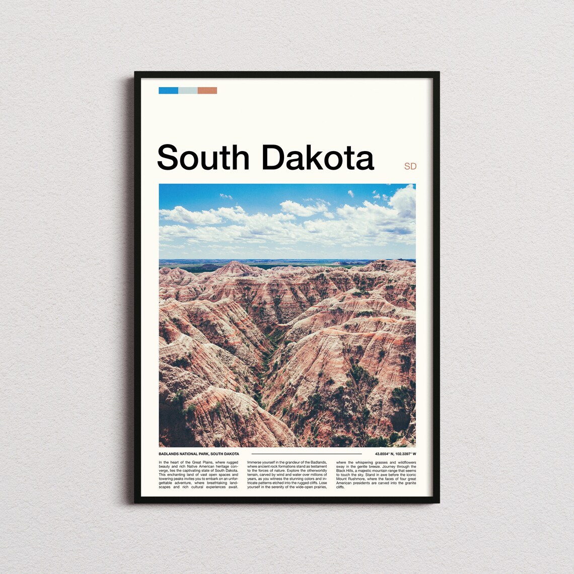 South Dakota Badlands National Park Desert Ridges Canyon Vista Poster