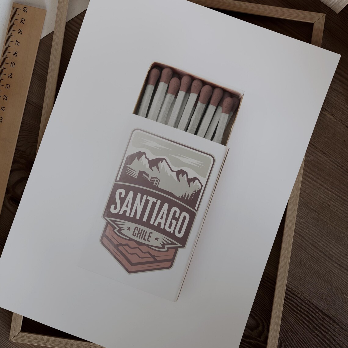 Santiago Chile Vintage Matchbox Andes Mountains Travel Poster - Image 2