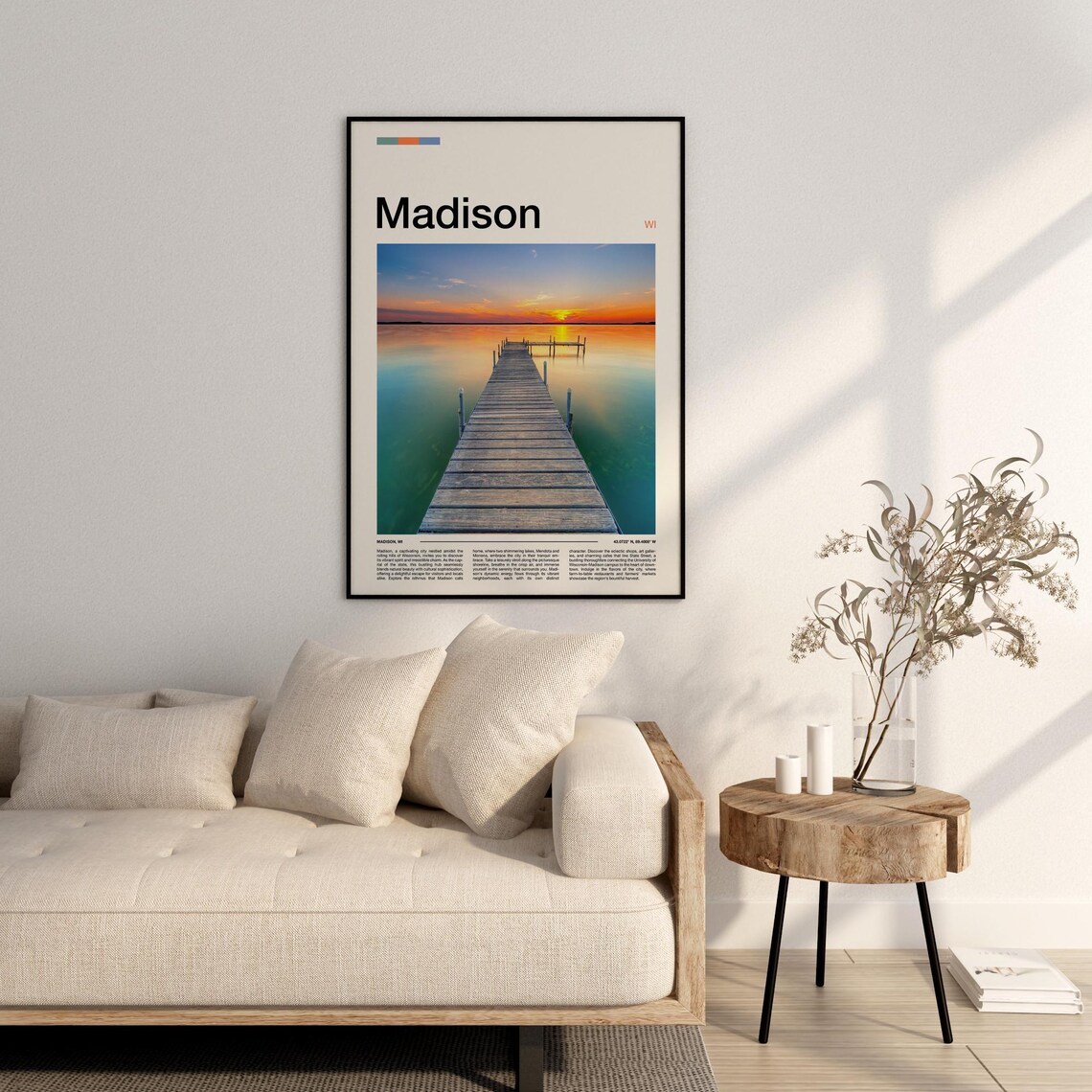 Madison Wisconsin Wooden Pier Lake Sunset Photography Poster - Image 3