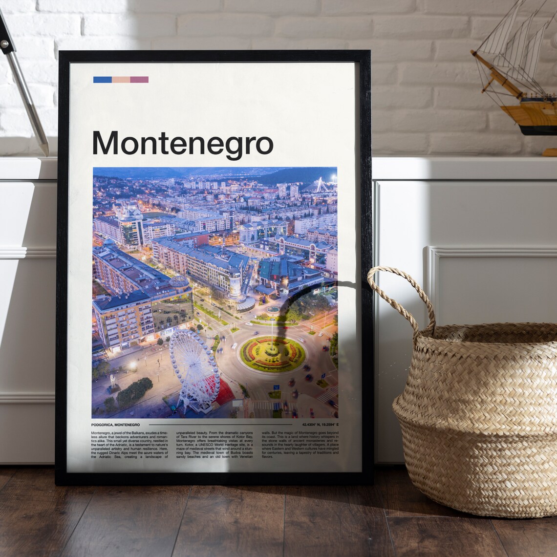 Podgorica Montenegro City Aerial Dusk Skyline Travel Photo Poster - Image 5