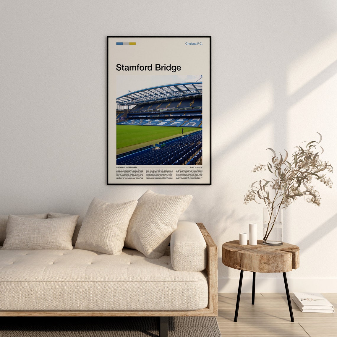 Stamford Bridge Stadium Print Chelsea Fc Gifts Stamford Bridge Stadium Poster Stamford Bridge Stadium Wall Art Chelsea Fc Gifts - Image 2