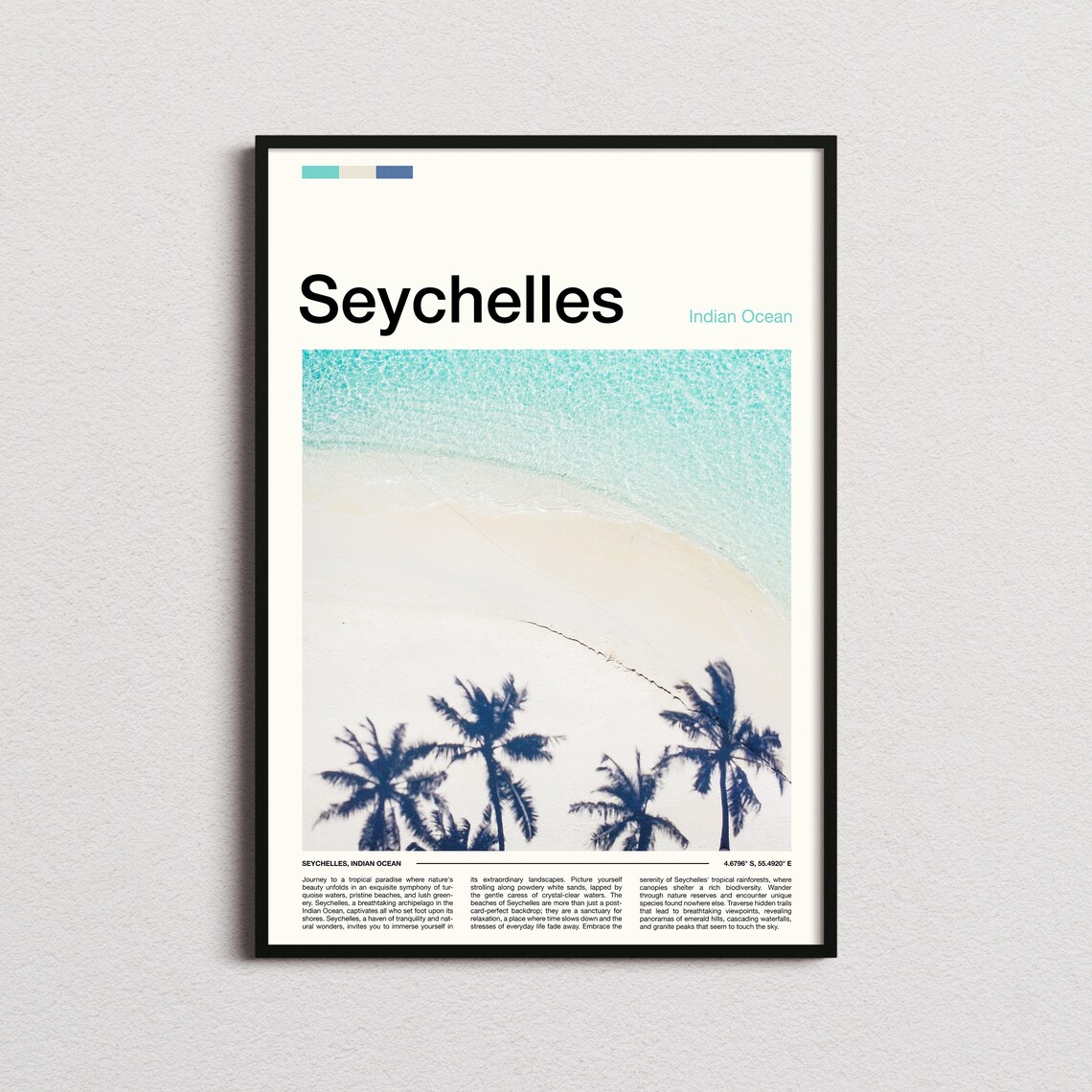 Seychelles Indian Ocean Aerial Drone Photo White Sand Beach Poster