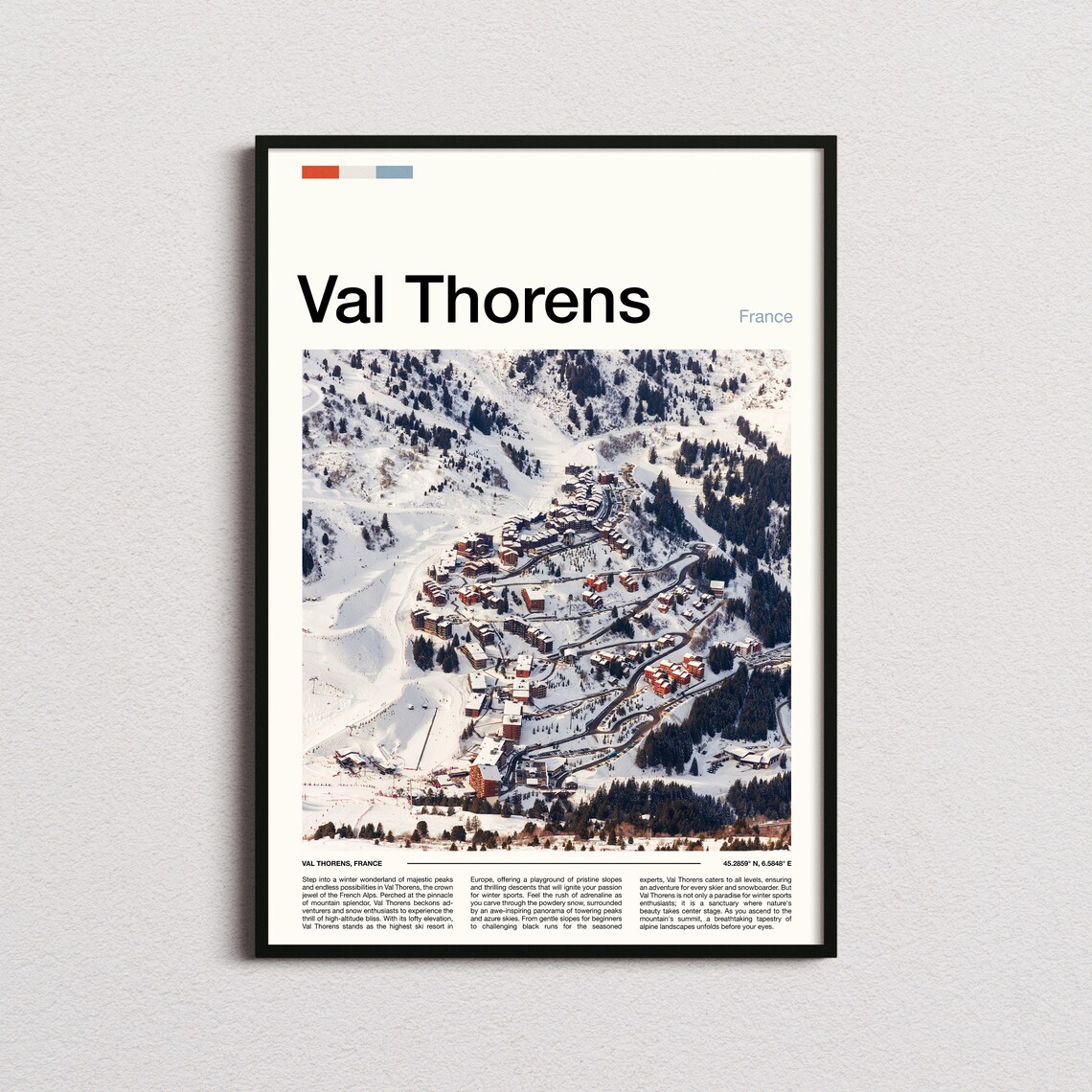 Val Thorens France Alpine Ski Village Aerial Snowy Valley Poster
