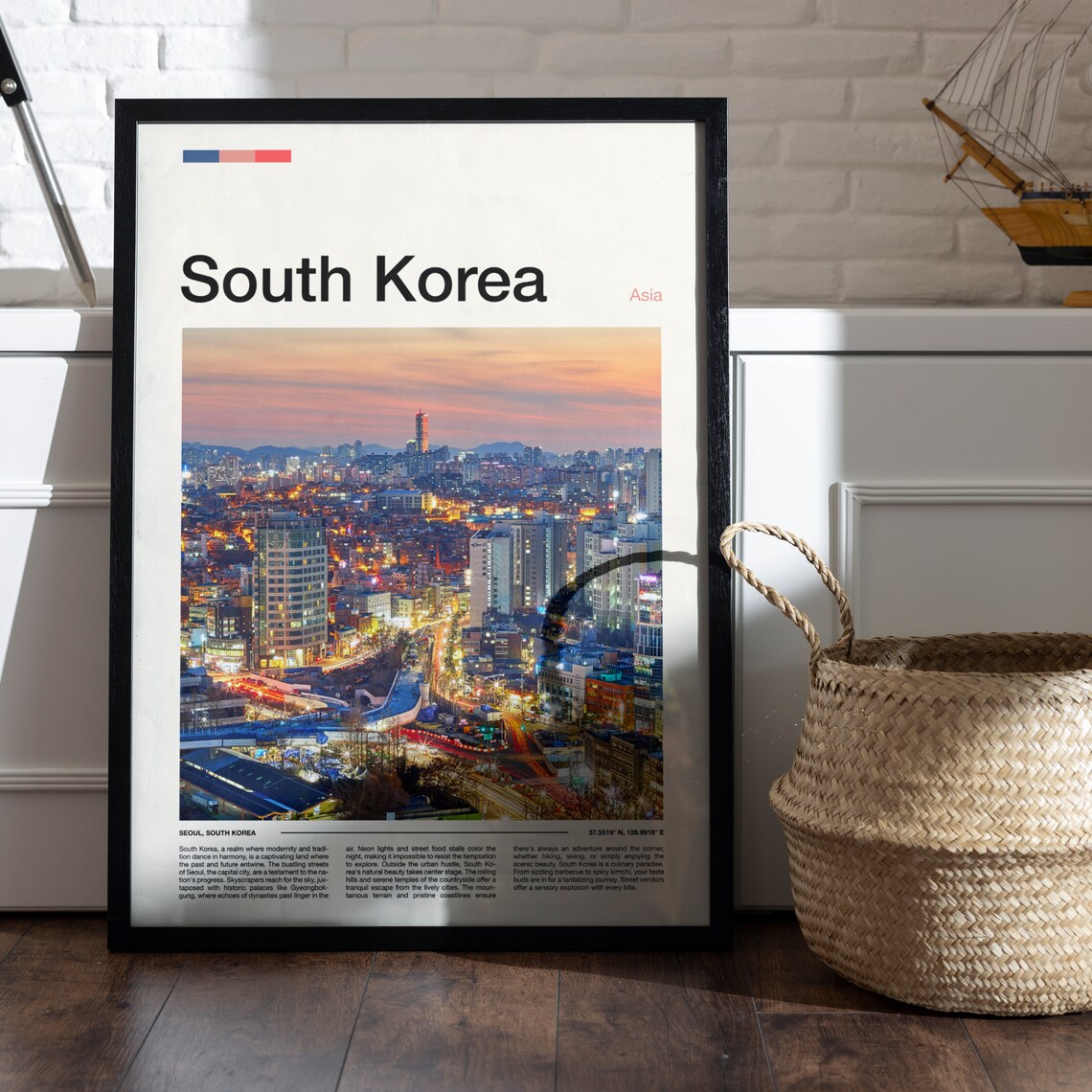 Seoul South Korea Skyline at Sunset Pink Sky Asia Travel Poster - Image 5