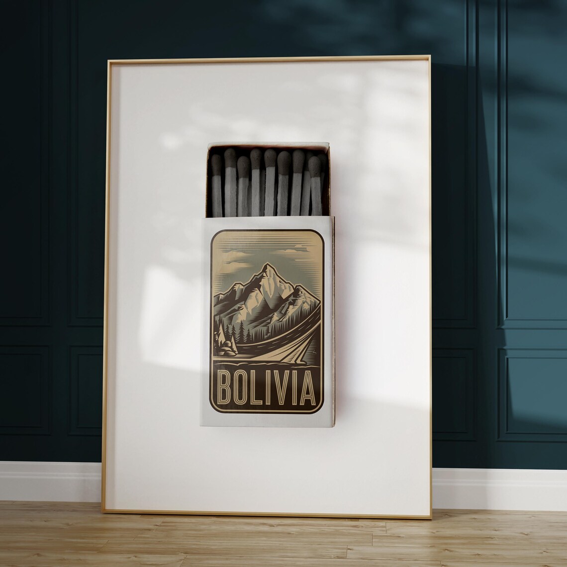 Bolivia Vintage Matchbox Andes Mountain Travel Art Poster Design - Image 5
