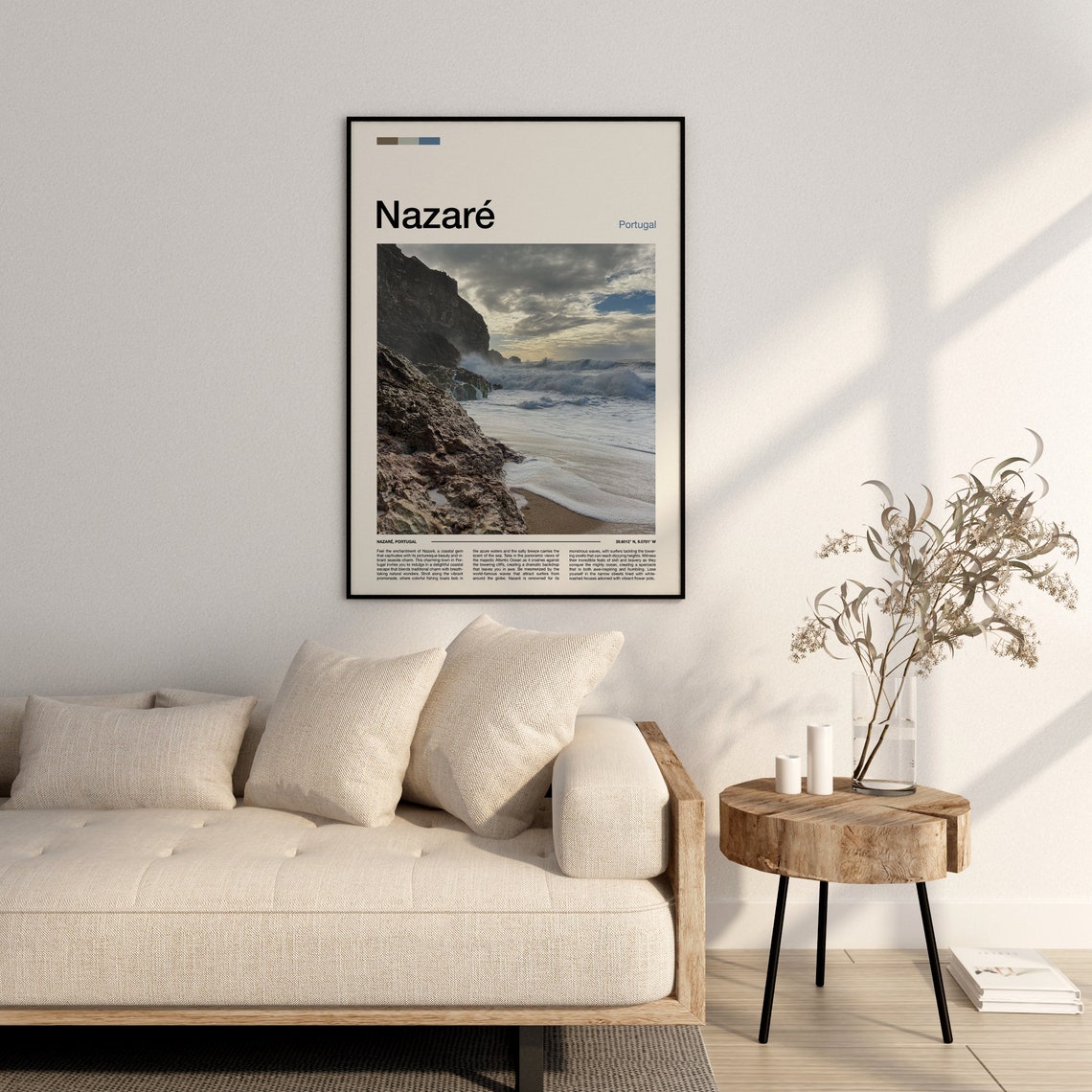 Nazare Portugal Giant Wave Crashing Cliffs Surf Photography Poster - Image 3
