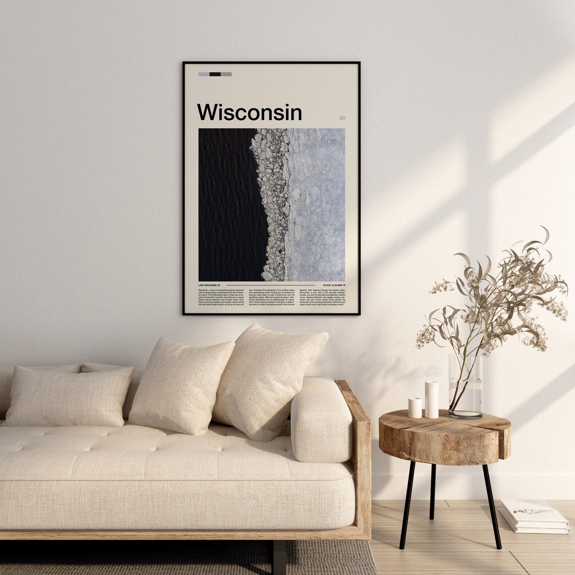 Wisconsin Frozen Lake Aerial Ice and Water Abstract Photography Poster - Image 3