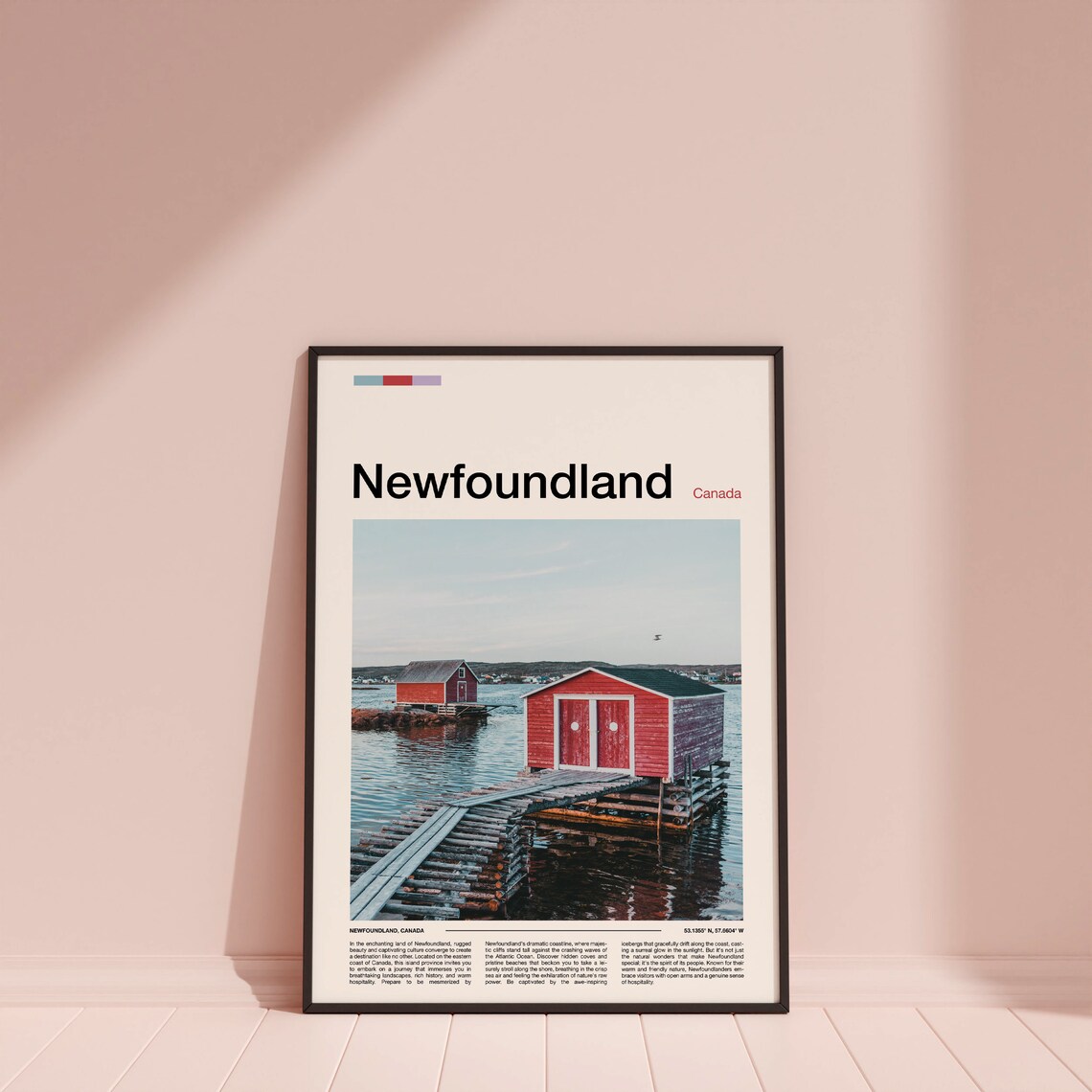 Newfoundland Canada Red Fishing Sheds Harbor Photo Poster Art - Image 4