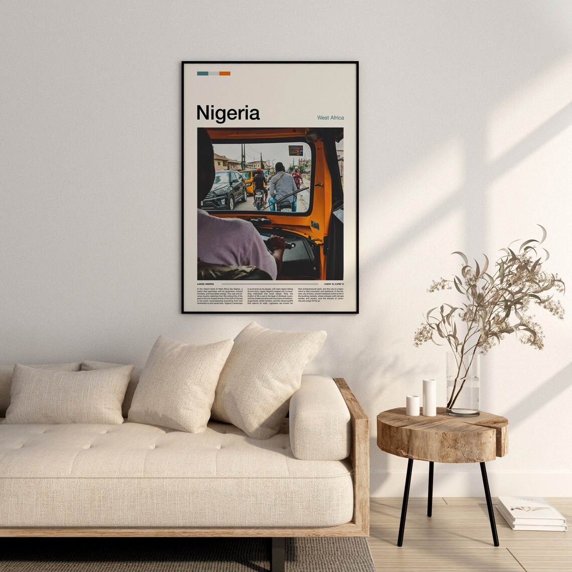 Nigeria West Africa Lagos Street Scene Yellow Keke Travel Poster - Image 2