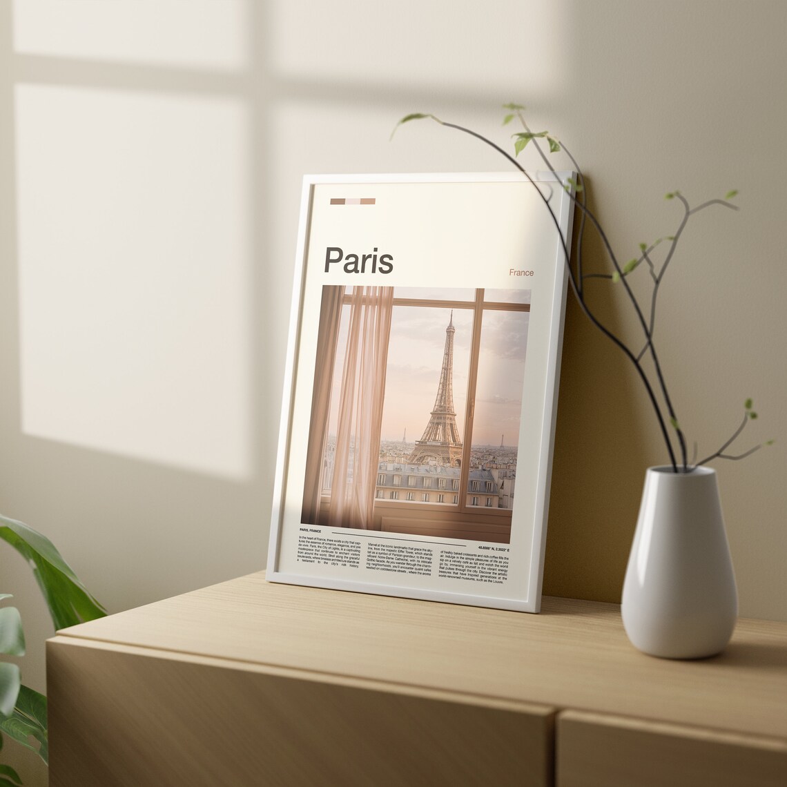 Paris France Eiffel Tower Apartment Window Morning Light Poster - Image 3