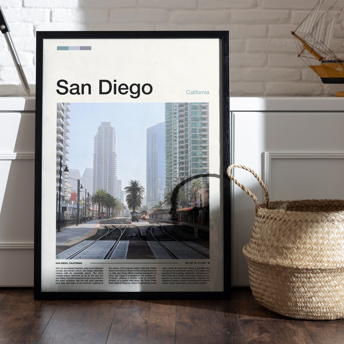 San Diego California Trolley Tracks Downtown Minimalist Photo Poster - Image 5