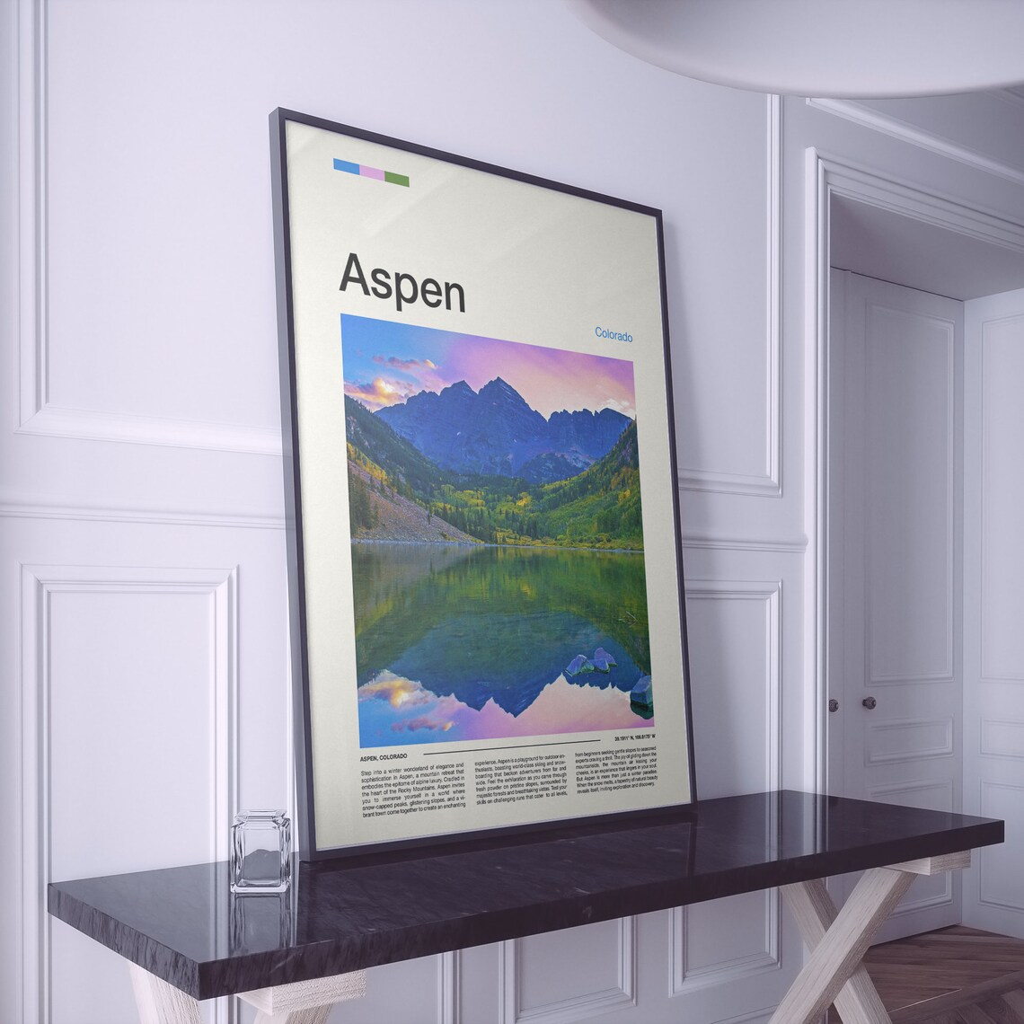 Aspen Colorado Maroon Bells Twin Peaks Sunset Lake Mirror Poster - Image 2