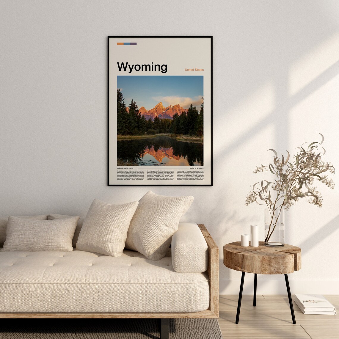 Wyoming Scenic Grand Teton Mountains Lake Reflection Sunrise Poster - Image 3