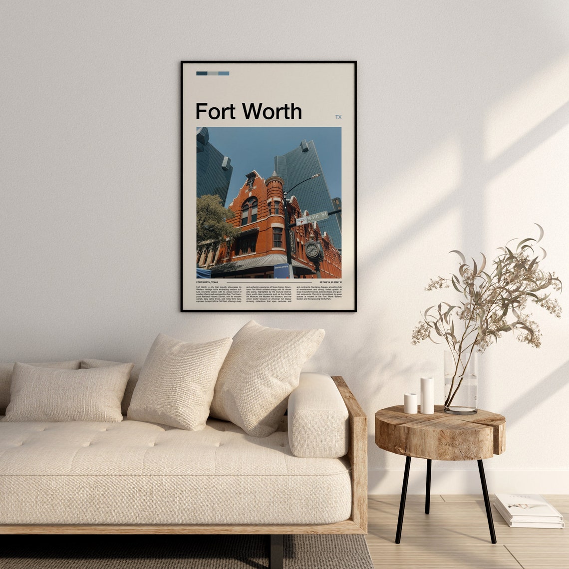 Fort Worth Texas Historic Main Street Brick Landmark Travel Poster - Image 3