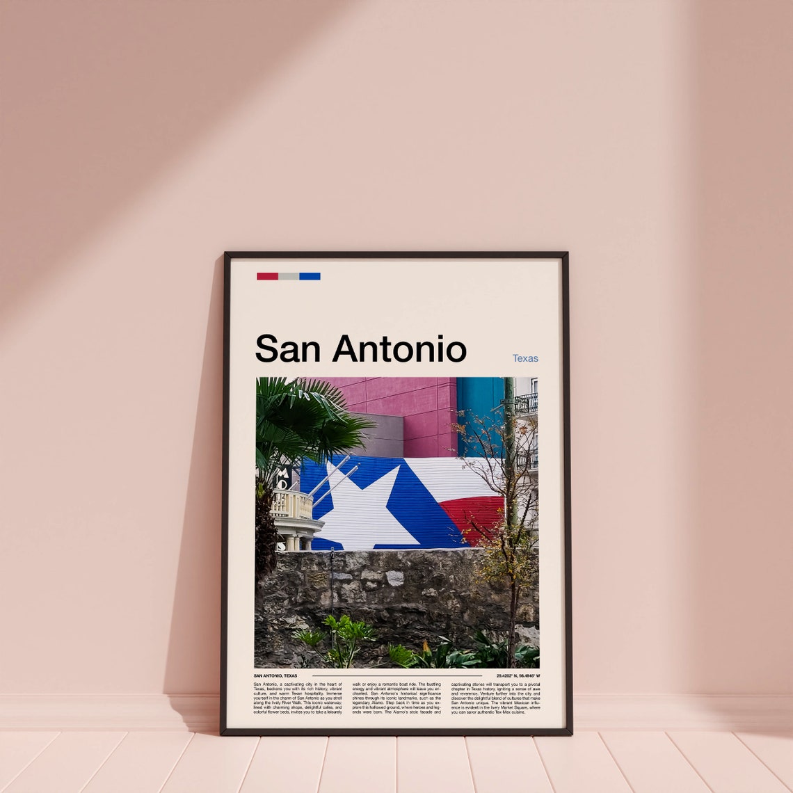 San Antonio Texas Lone Star Wall Mural Minimalist Photo Poster - Image 4