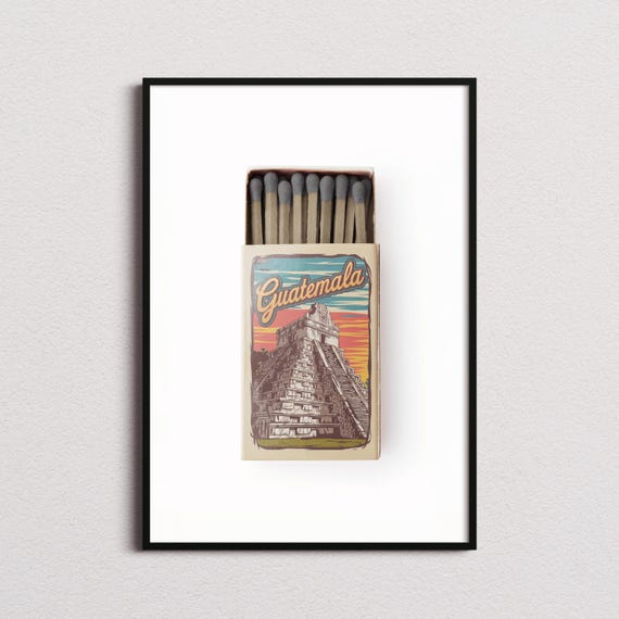 Guatemala Matchbox Print Guatemala Print Guatemala Poster Guatemala Wall Art Guatemala Art Print Guatemala Gifts