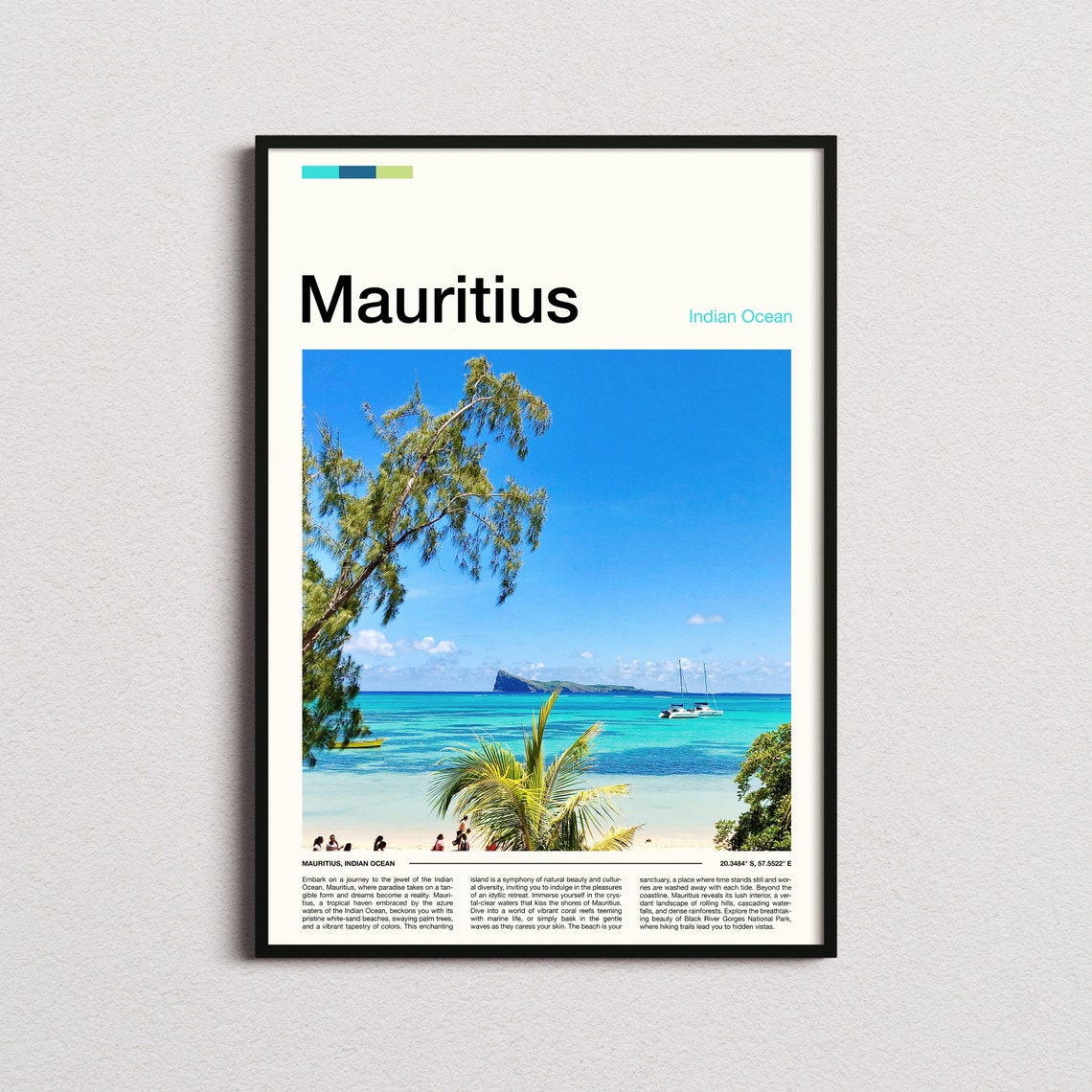 Mauritius Tropical Beach Indian Ocean Palm Paradise Sailboat Poster
