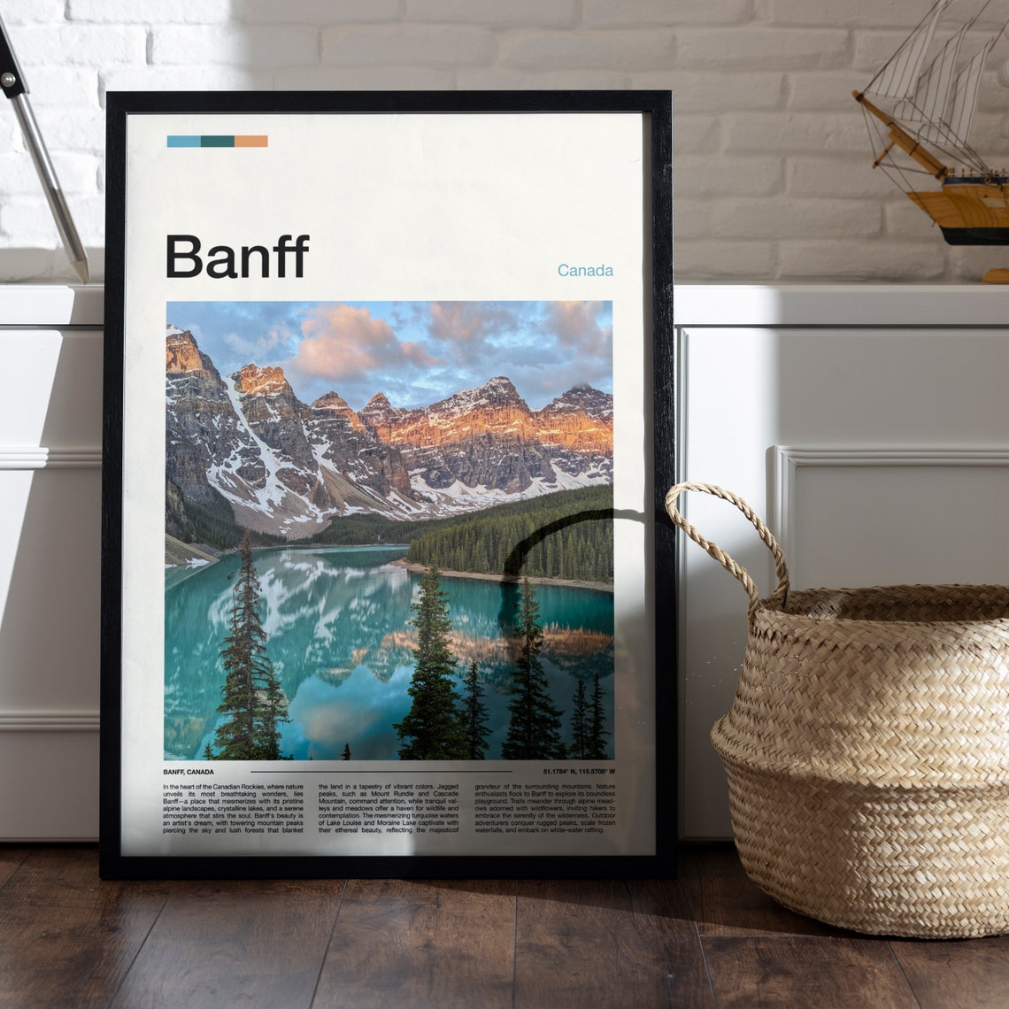 Banff Canada Moraine Lake Turquoise Reflection Peaks Travel Poster - Image 4
