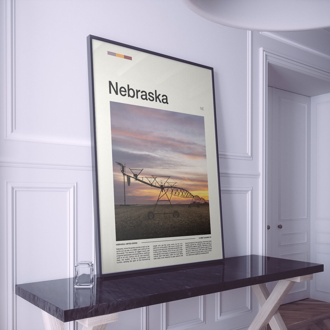 Nebraska Center Pivot Irrigation Sunset Prairie Farm Art Poster - Image 2