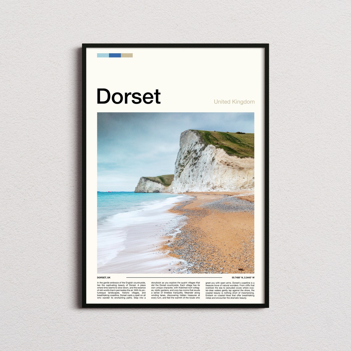 Dorset England Jurassic Coast White Chalk Cliffs Pebble Beach Poster