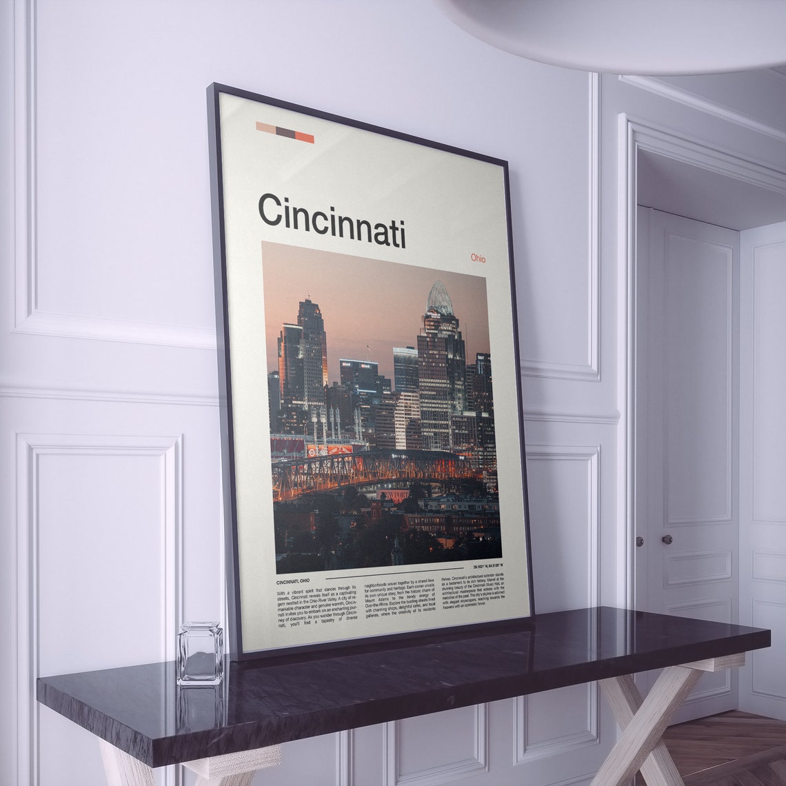 Cincinnati Ohio Downtown Skyline Dusk Riverfront City Poster - Image 2