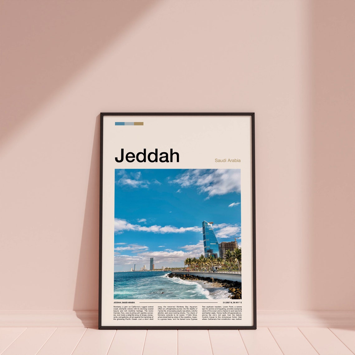 Jeddah Saudi Arabia Corniche Shoreline Modern Skyline Travel Poster - Image 4